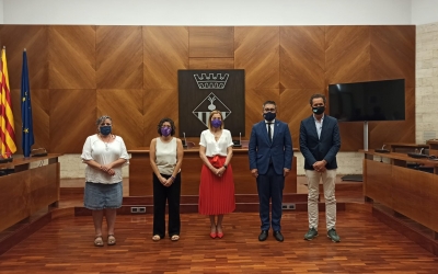 Carme Forcadell, envoltada dels portaveus de la Crida, Podem, ERC i Junts | Pere Gallifa